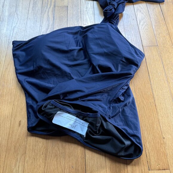 J.Crew Size 22 NEW Navy Blue Bow Tie One-Shoulder One-Piece Bathing Swimsuit - Picture 8 of 12